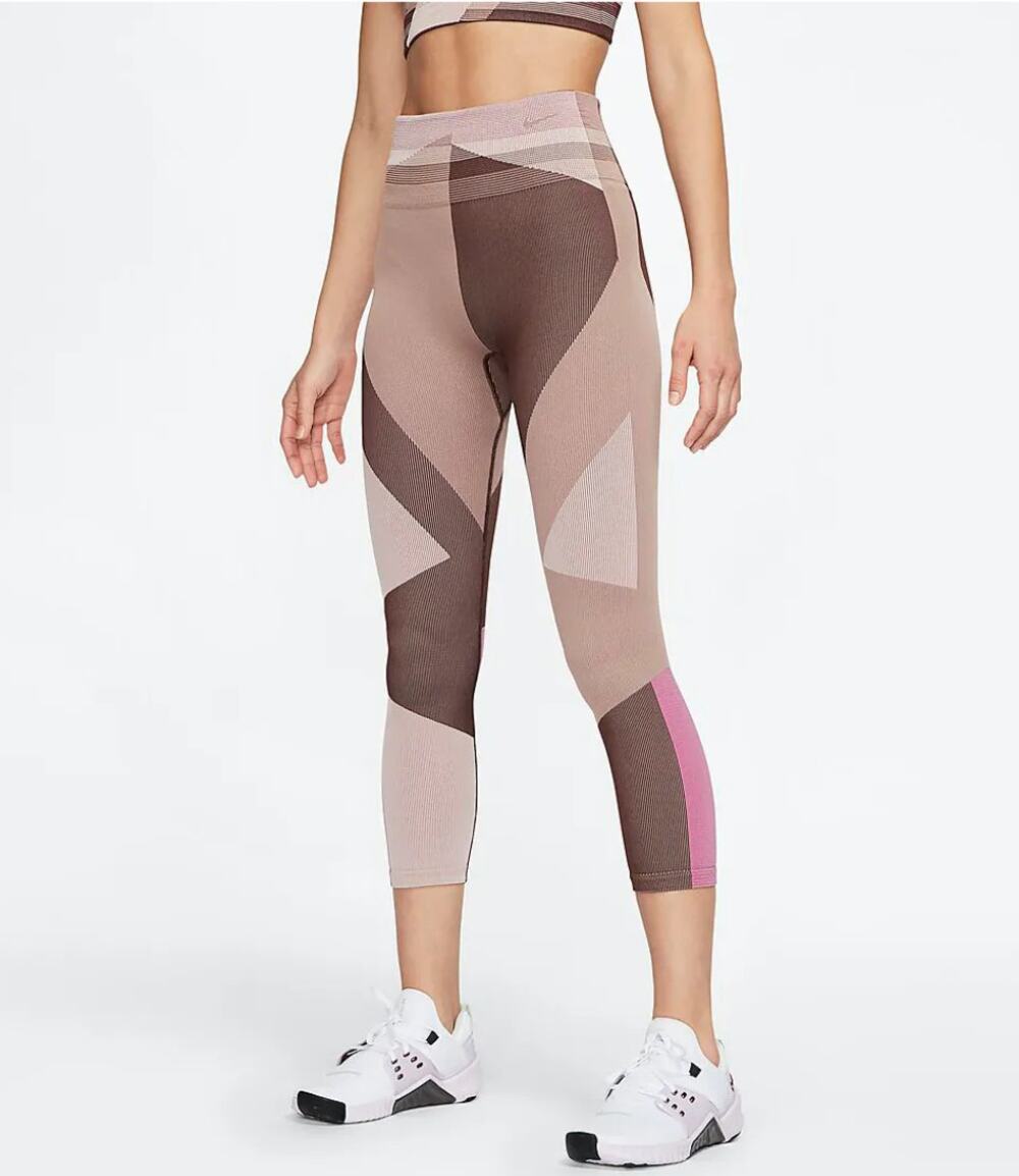 NIKE Pink Sculpt Icon Clash High Rise Seamless Training Tights Leggings Size M